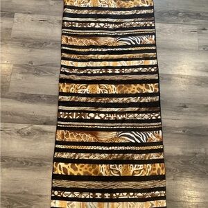 Salvatore Ferragamo Animal Print silk scarf/shawl w/velvet 75X30/Authentic!Nice!